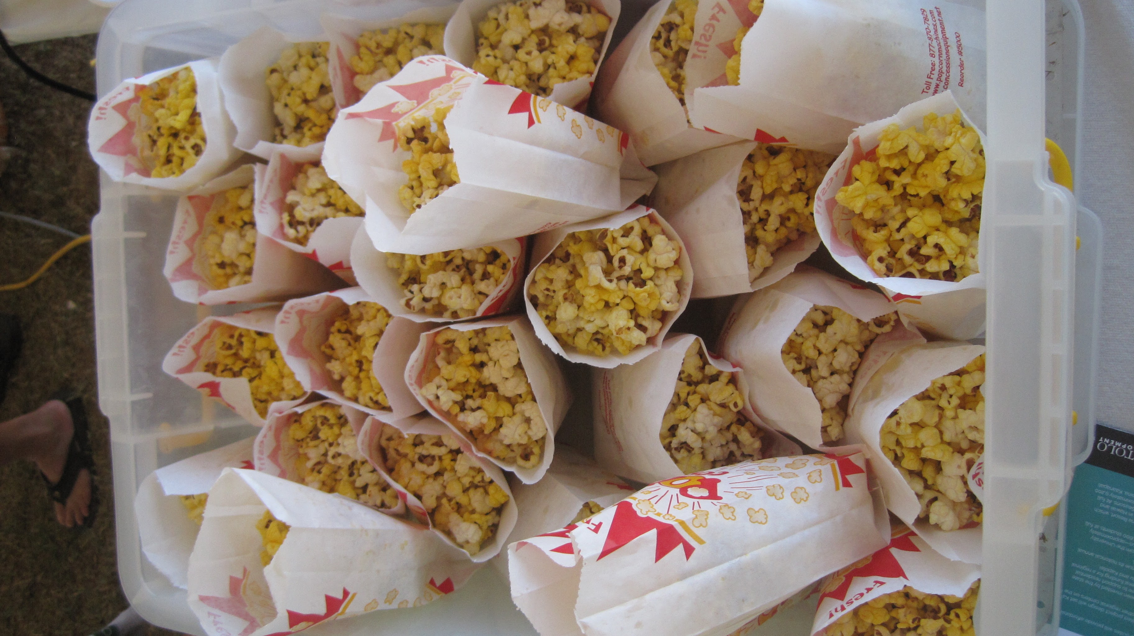 Fresh popcorn bags at a local food stand