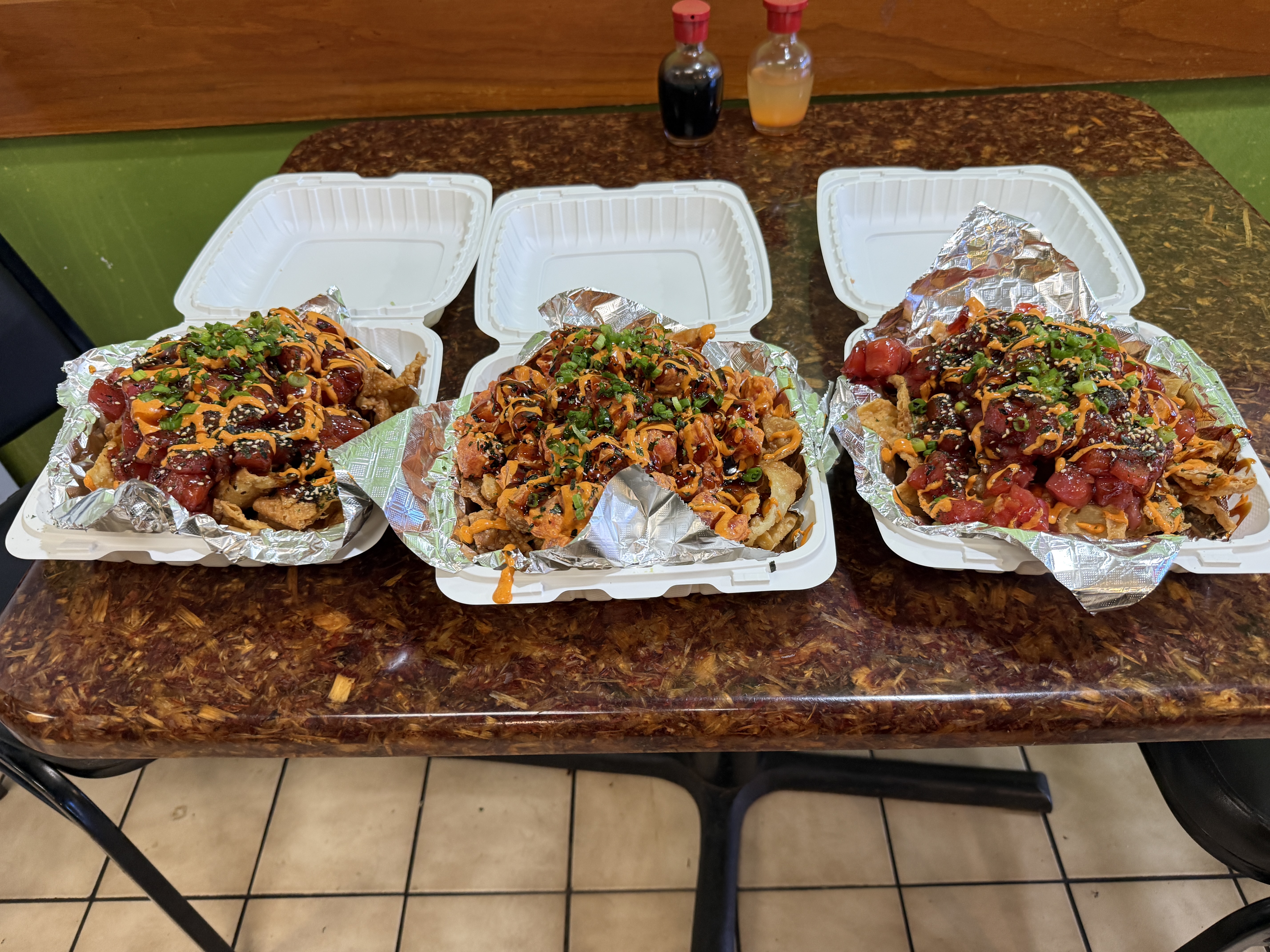 Poke nachos loaded with fresh ahi